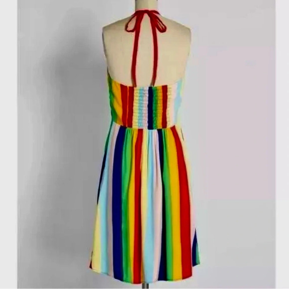 Modcloth Sunlit Salutations Striped Rainbow Halter Dress Large NWT Pride LGBTQ+ - Picture 2 of 6